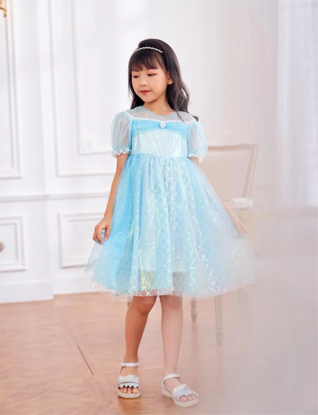 2-10 Years Boutique Kids Girls Clothing Sequined Tulle Skirt for Various Occasions