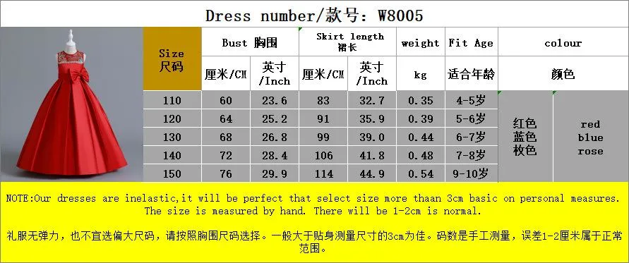 New Children′s Princess Style Clothing Girl′s Bow Embroidery Beaded Wear Stage Performance Dress