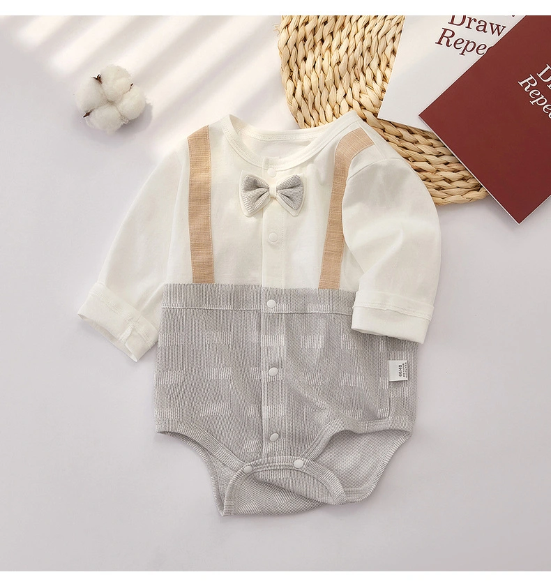 Long Sleeve Baby Boy Rompers with Tows Baby Rompers Wholesale Cute Spanish Baby Long Sleeve Romper